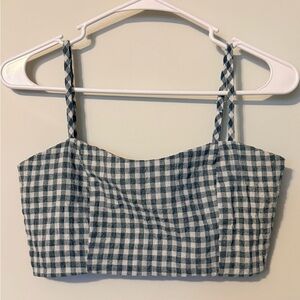 Checkered Blueish Grey and White grey Women's Top Brandy Melville OS Crop